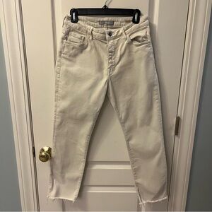 Mavi Women's Cream Jeans 28/27 Distressed Hem